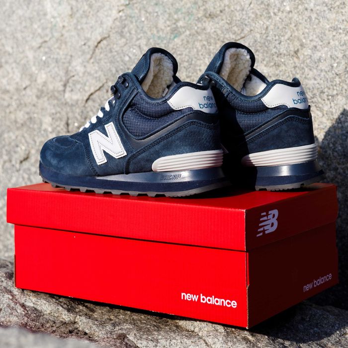 (1591) ЗИМОВІ кросівки черевики New Balance 574 з хутром, сині (37-41)