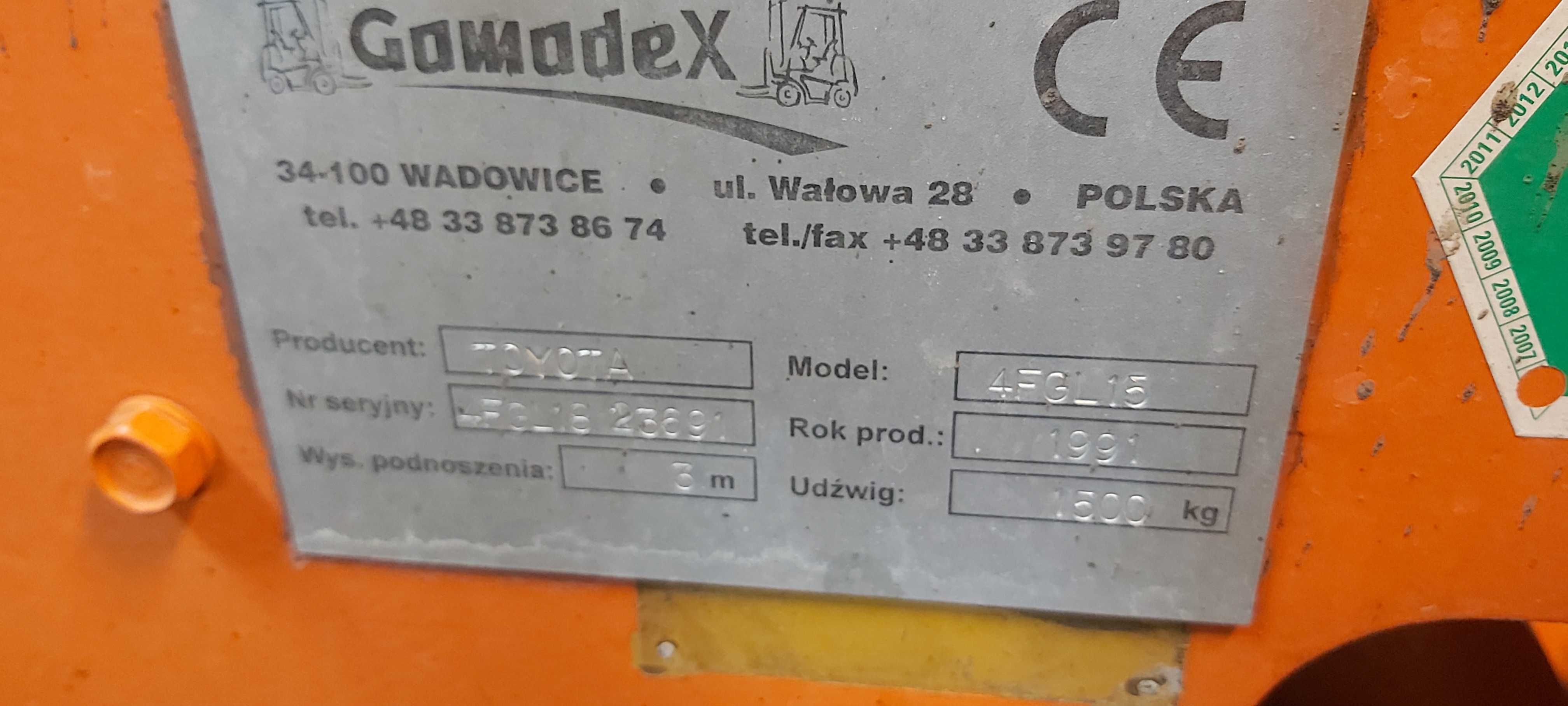 Wózek widłowy TOYOTA 4FGL15