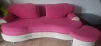 Sofa dziecięca rozkładana (dwuosobowa) różowo-kremowa
