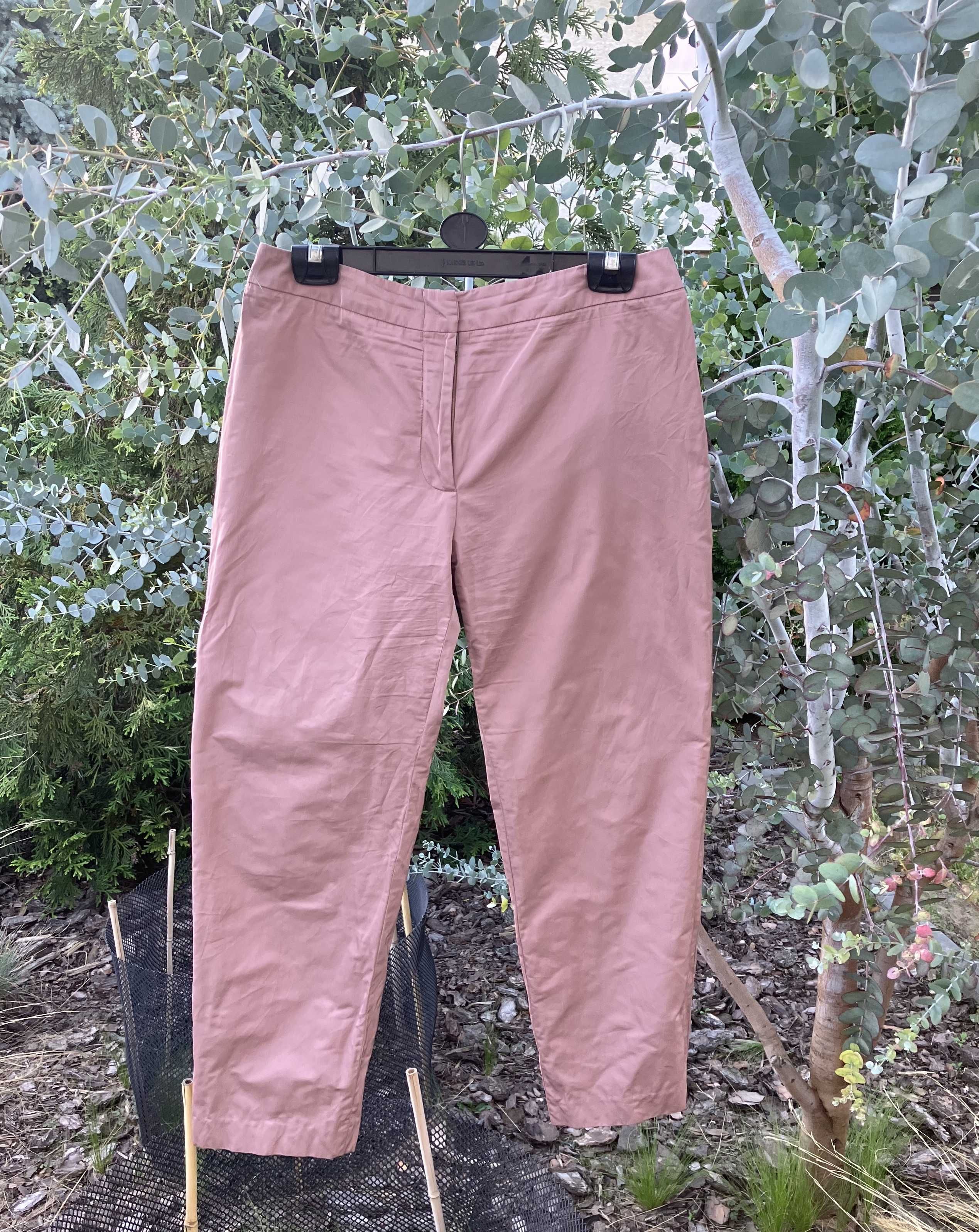 Spodnie MaxMara z jedwabiem cygaretki brudny róż premium