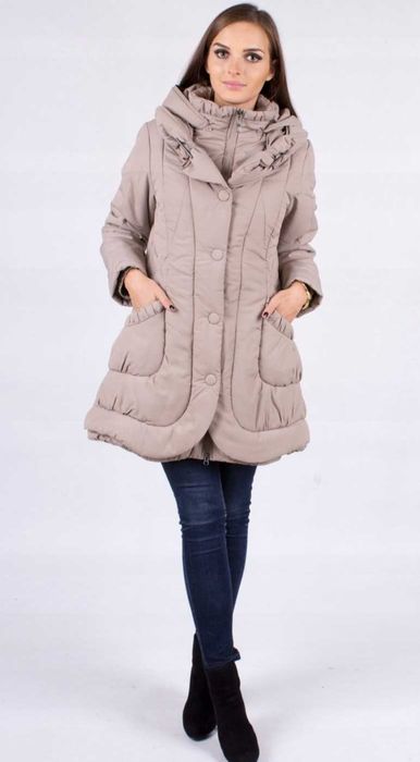 Kurtka zimowa plaszcz bezowy massimo dutti 36 38 s m z kapturem