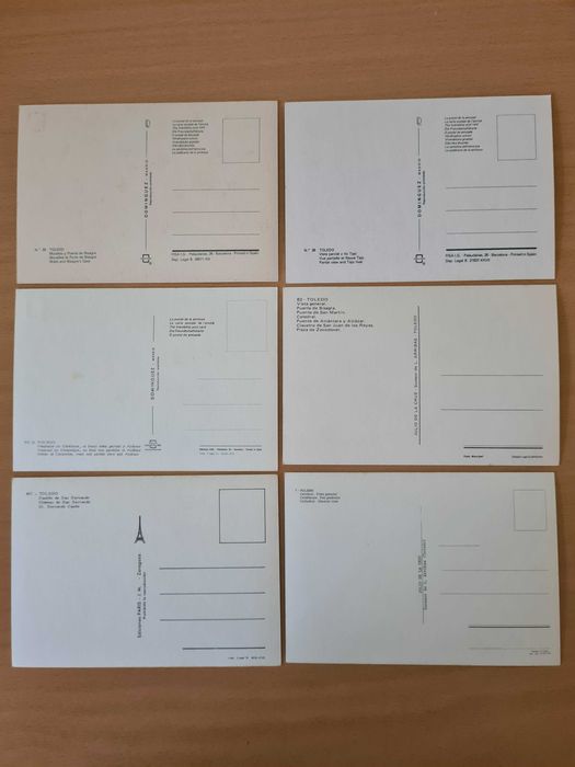 6 postais ilustrados de Toledo, Espanha