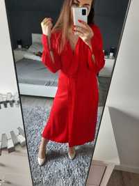 Długa czerwona sukienka h&m 34