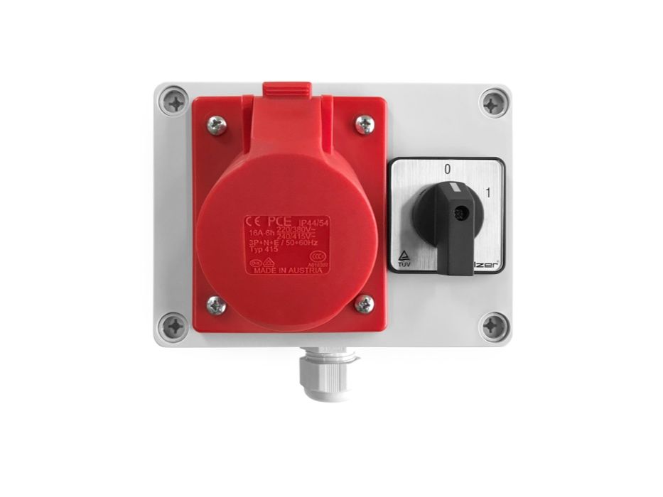 Skrzynka elektryczna z wyłącznikiem zasilania, gniazdo 1x16A 400V 5P