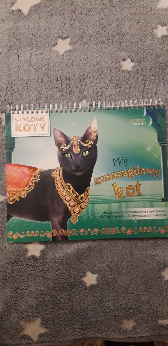 Książka Mój szmaragdowy Kot, 40 kolorowanek, szkiców, 450 naklejek
