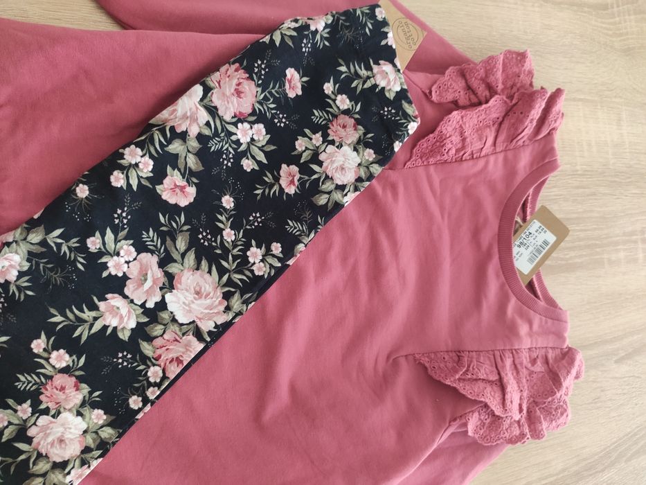 Bluza z falbanką ocieplana i legginsy Newbie nowe 104/110 rozmiar