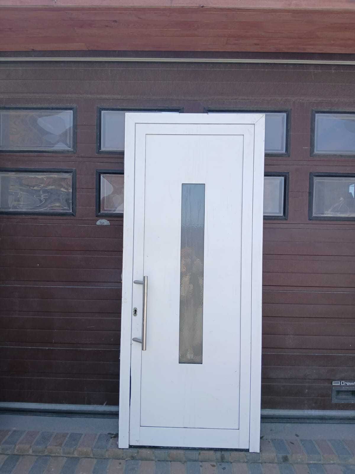Drzwi zewnętrzne aluminiowe z szybą ornamentową 98x235 DOWÓZ CAŁY KRAJ