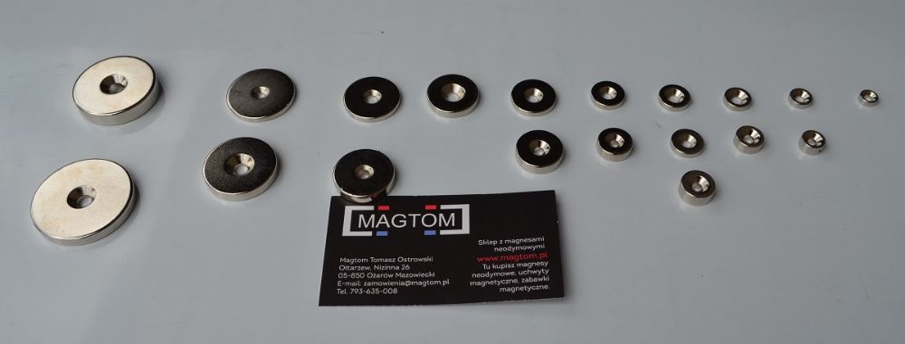 Magnesy pod wkręt magnes neodymowy z otworem MP 25 x 7,5/4,5 x 5