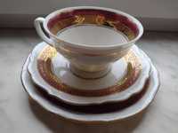 Zestaw porcelany Bogucice filiżanka spodek i talerzyk deserowy