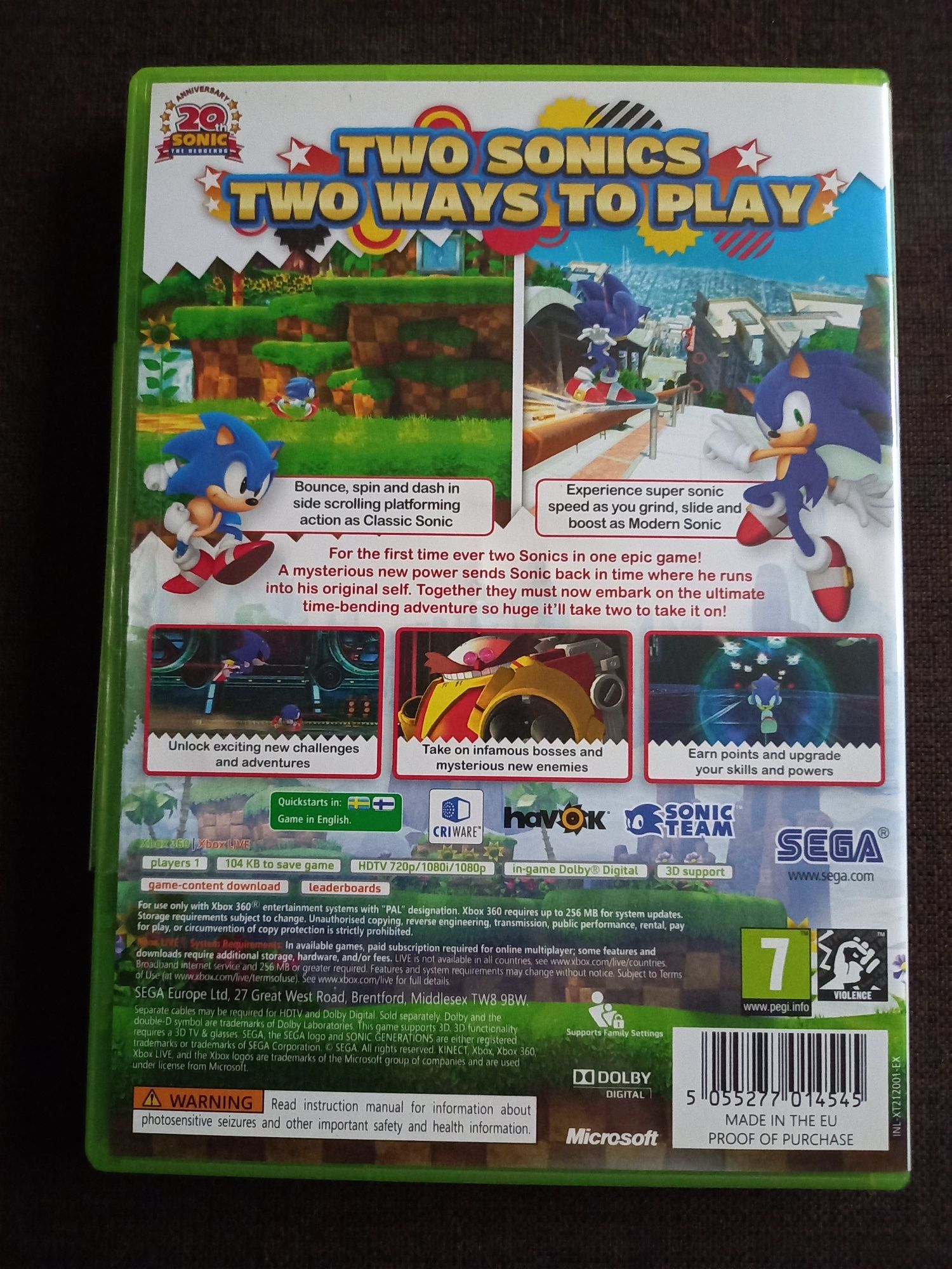 Gra Sonic Generations na konsolę xbox 360 Sega