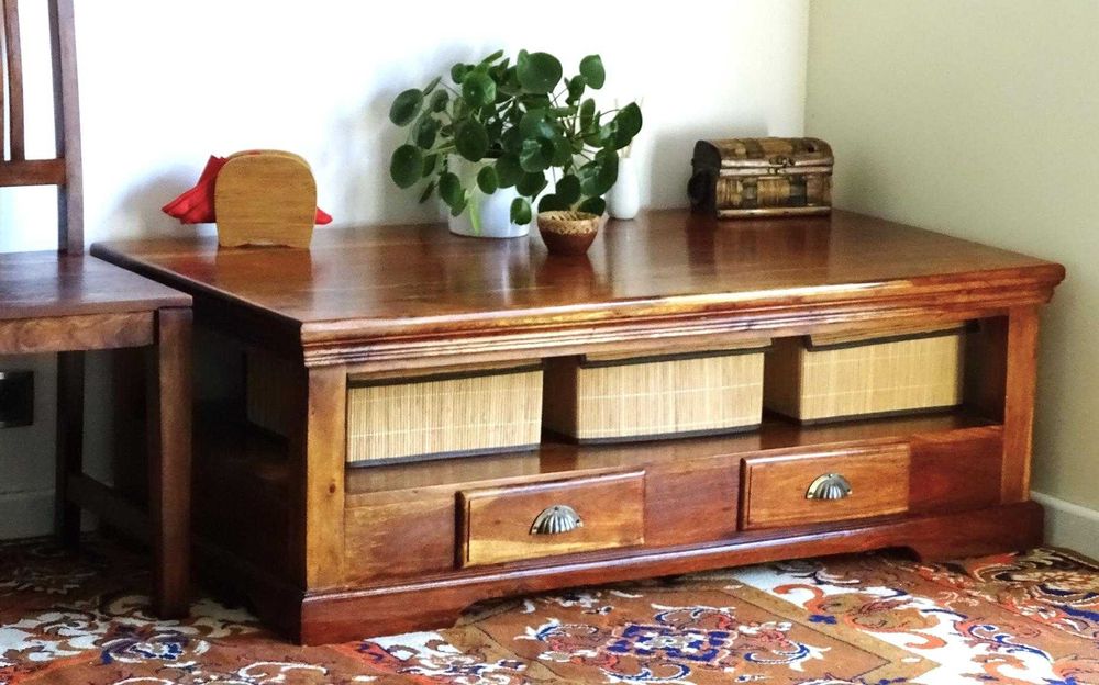 Kolonialna ława z drewna egzotycznego palisander 130x70x45 - AlmiDecor