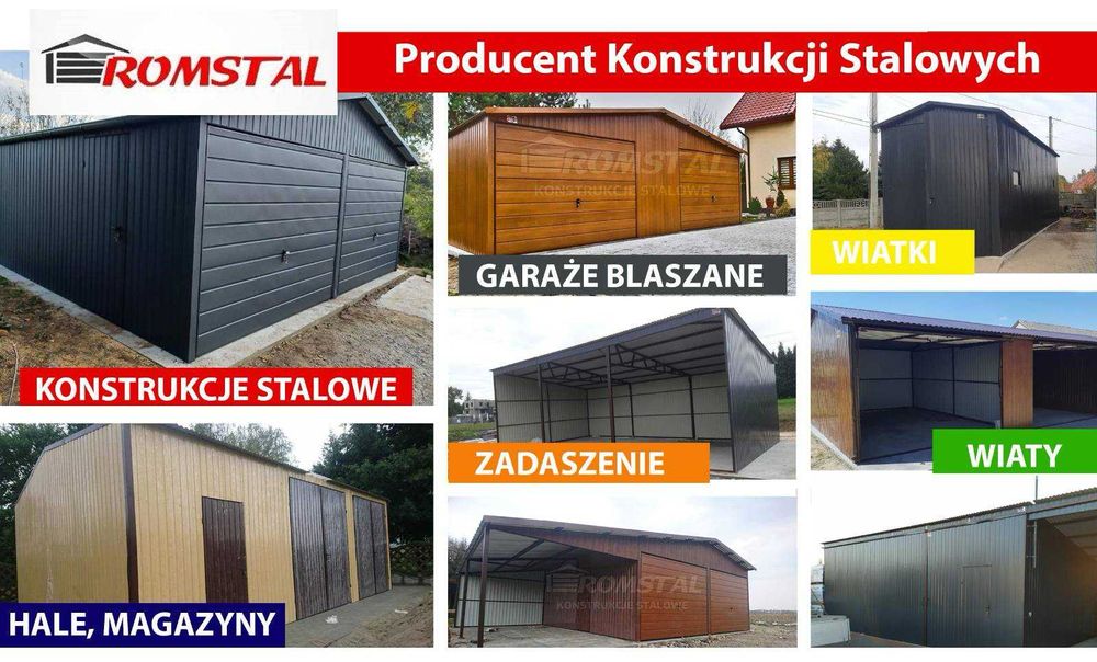 Garaż Blaszany DREWNOPODOBNY - Garaże różne wymiary - Wiaty - Romstal