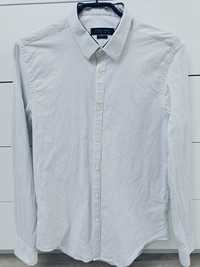 Biała koszula męska w czarne kropki, Slim Fit, Zara, rozmiar L