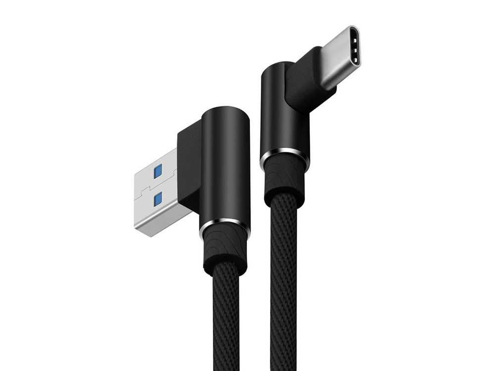 Kabel przewód USB A / USB C kątowy ładowanie QC do telefonu 1m biały
