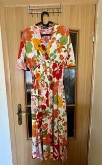 Sukienka midi Zara kwiaty 100% wiskoza