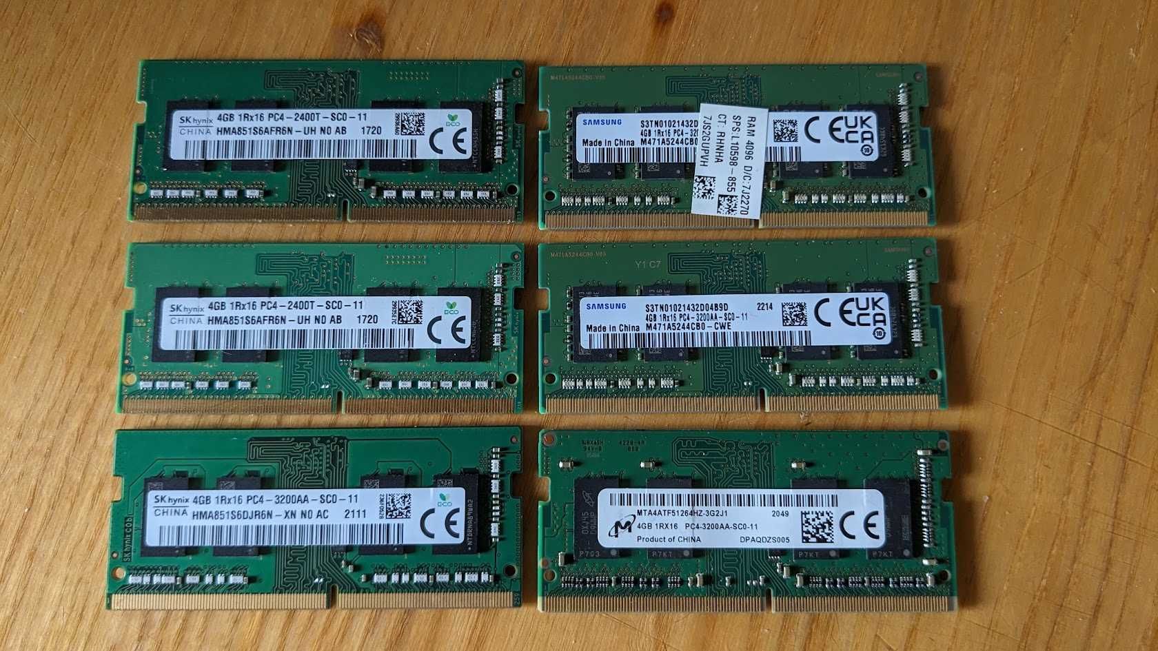 Оперативна пам'ять для ноутбуків планки по 4 GB DDR4