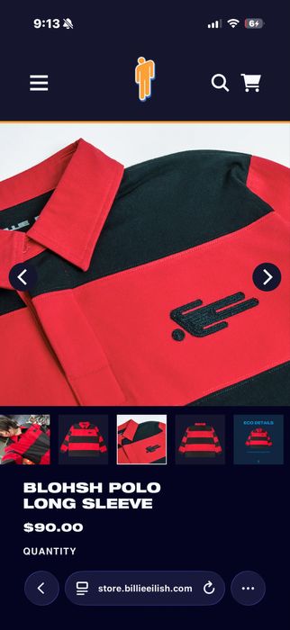 Оригінальний мерч Біллі Айліш: BLOHSH POLO LONG SLEEVE