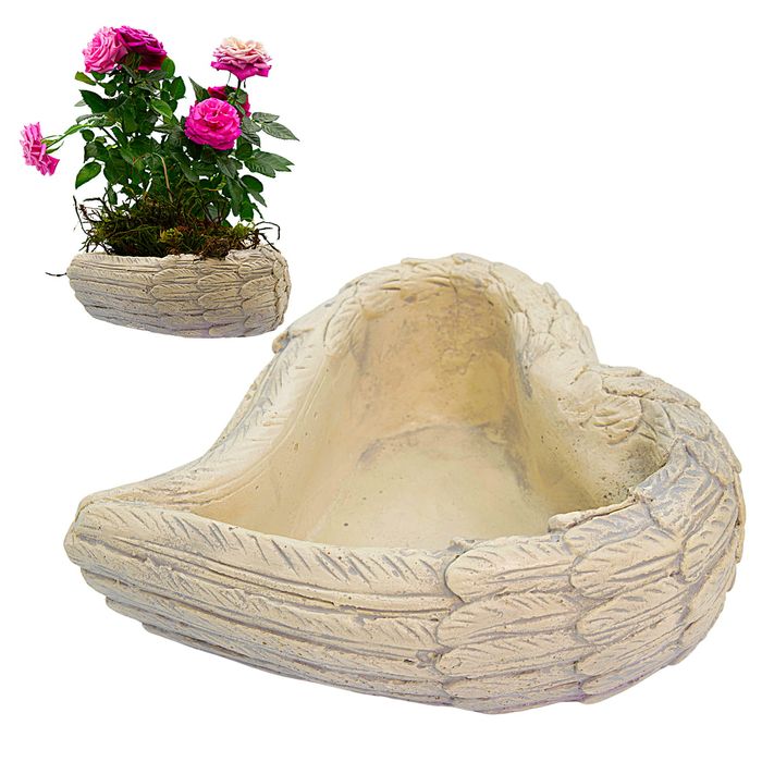 DONICA anielskie skrzydła w kształt serca nagrobna SZARA