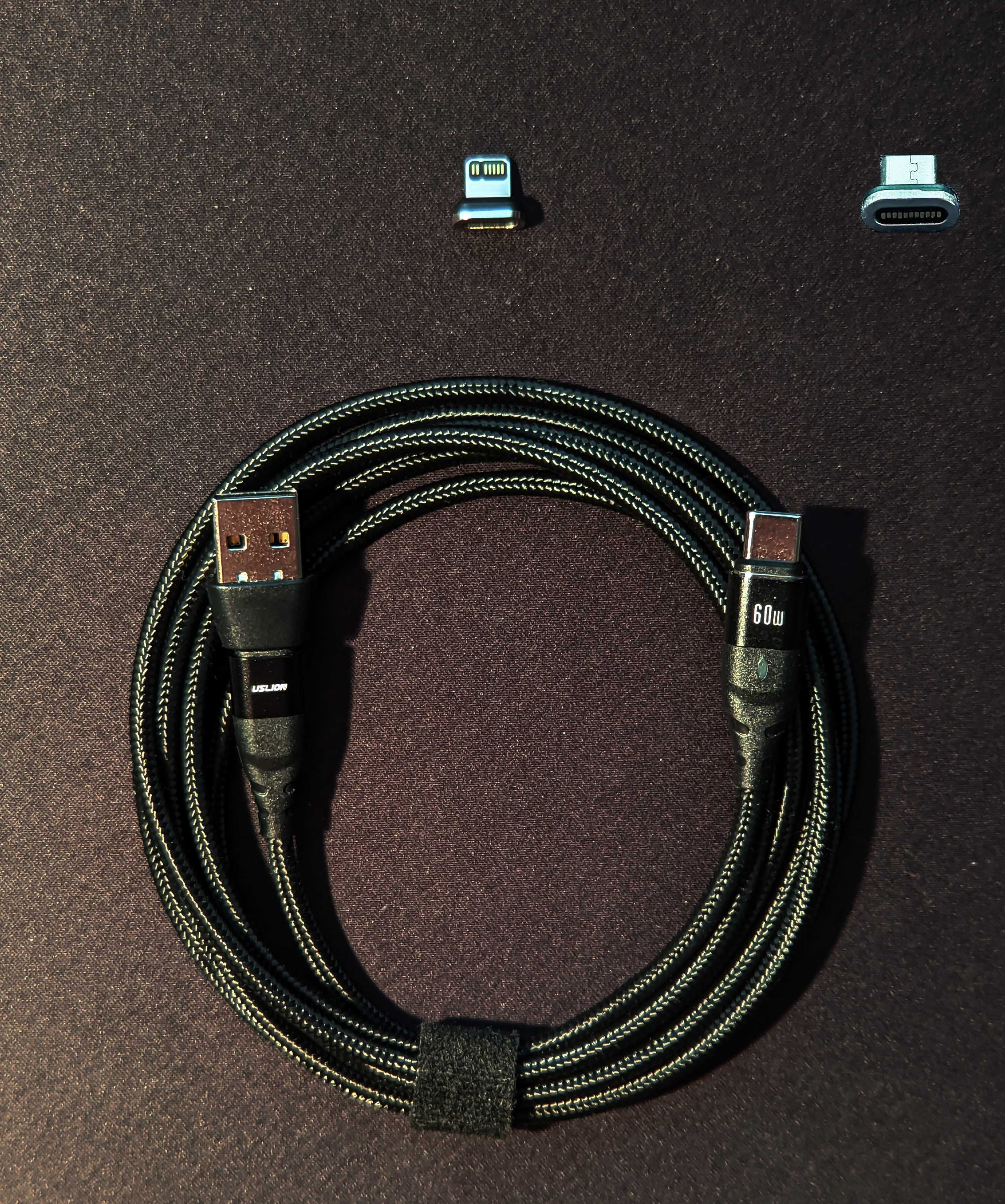 Магнитный USB кабель USLION  TypeC Lighting USB TypeA 2м