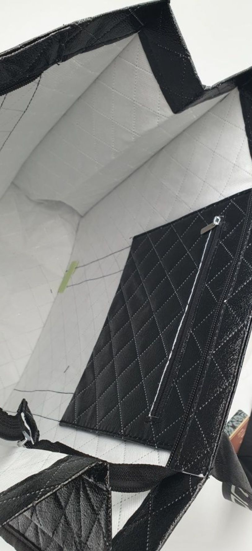 Czarna metaliczna torba peterson shopper bag shopperka na zakupy pracy