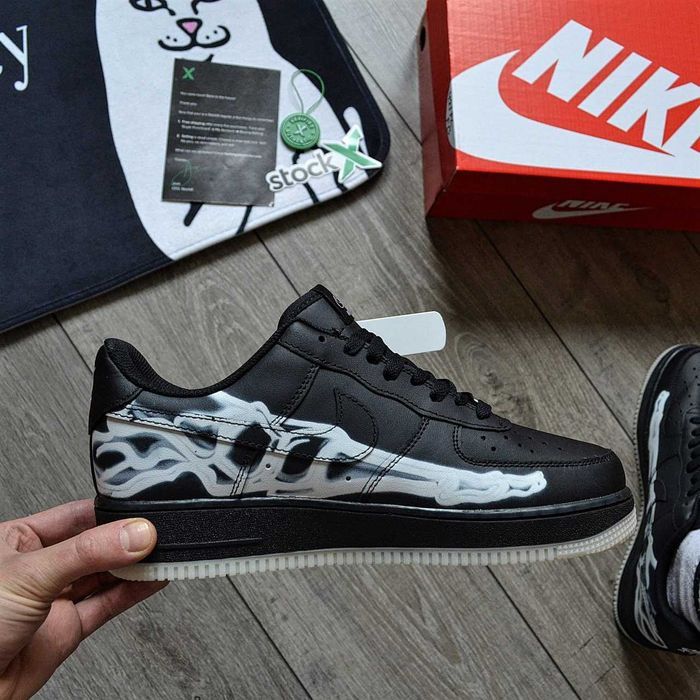 РОЗПРОДАЖ! Nike Air Force 1 '07 QS 'Black Skeleton 40 41 42 43 44 45