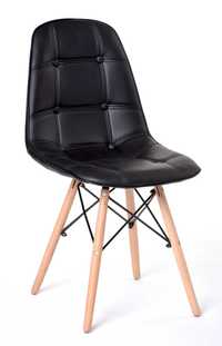 Krzesło nowoczesne nogi drewniane czarne eco-skóra