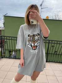 T-Shirt OVERSIZE Never Z Tygrysem w 2 Kolorach