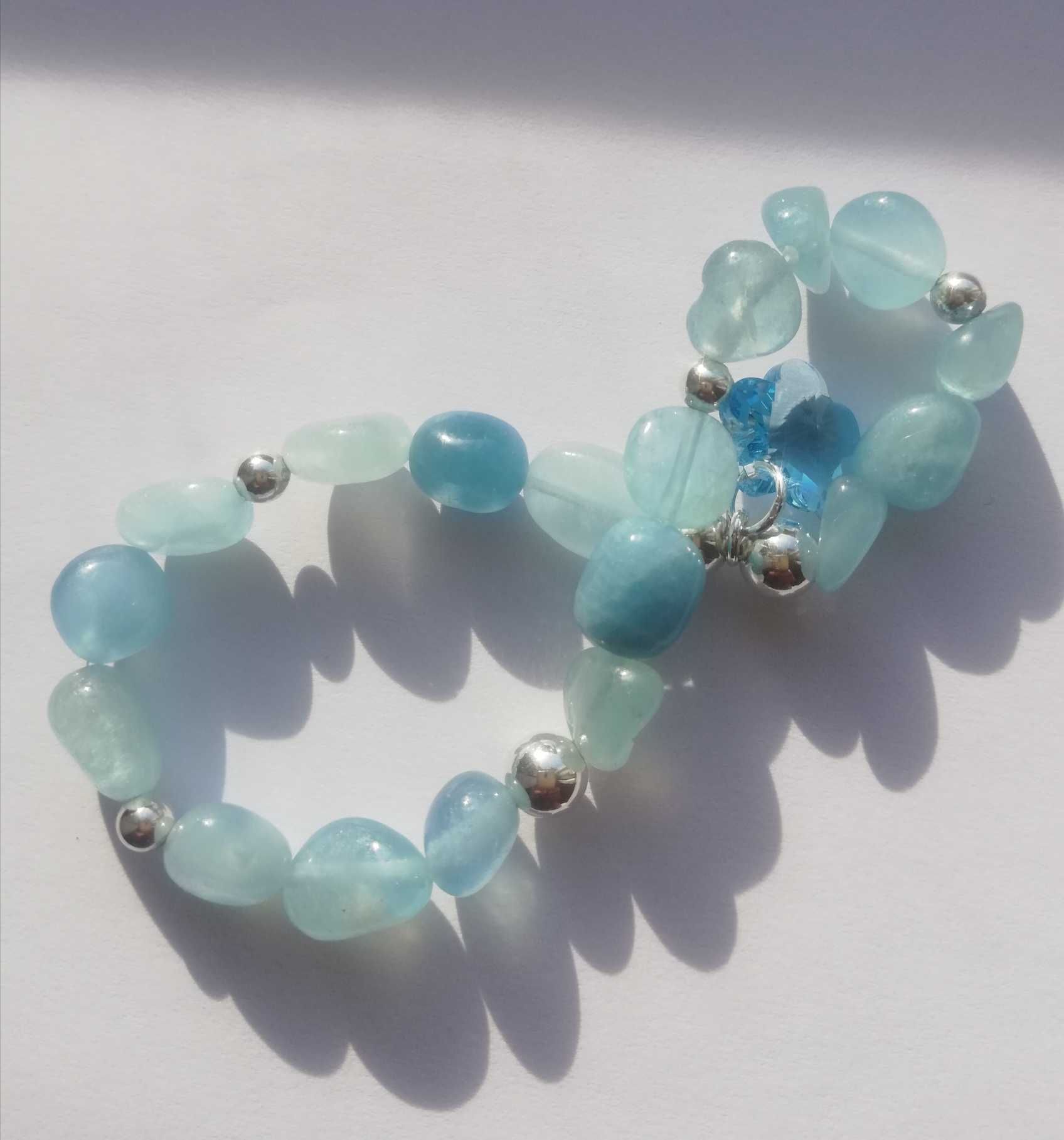 Kolczyki i bransoletka srebro 925 z aquamarine i Swarovski