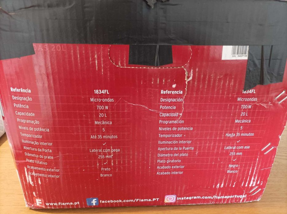 Microondas Flama 1834FL Preto 20 L - NOVO