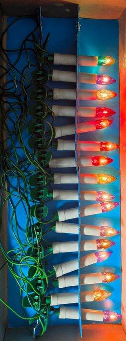 Komplet lampek choinkowych na klipsach PRL Millenium ozdoba świąteczna