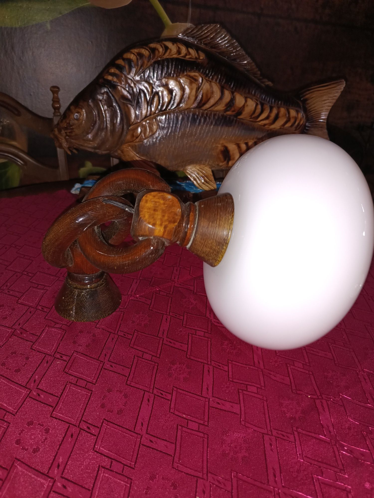 Lampa drewniana kula średnica 25 cm