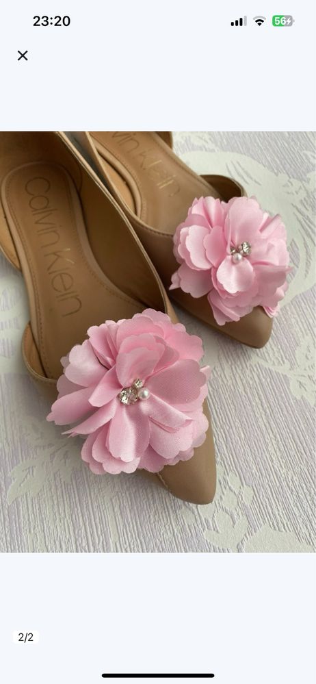 Klipsy do butów przypinki kwiaty różowe ślubne
