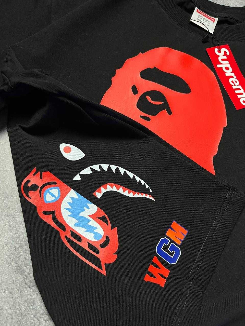 Чорна Футболка Supreme з бірками (Супрім)