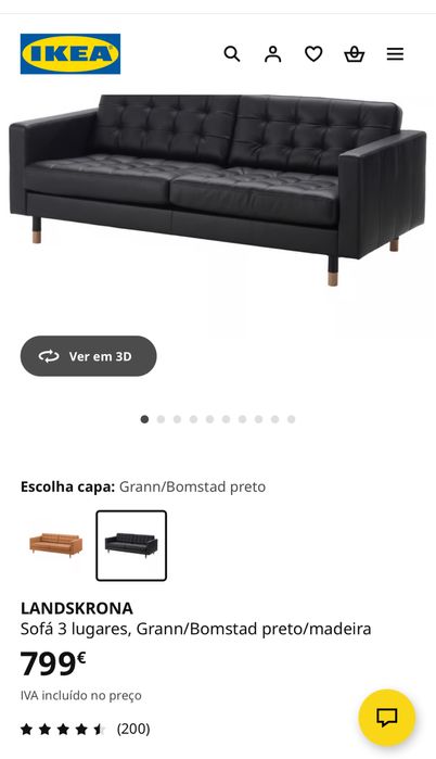Sofa com repousa pés pele sintetica