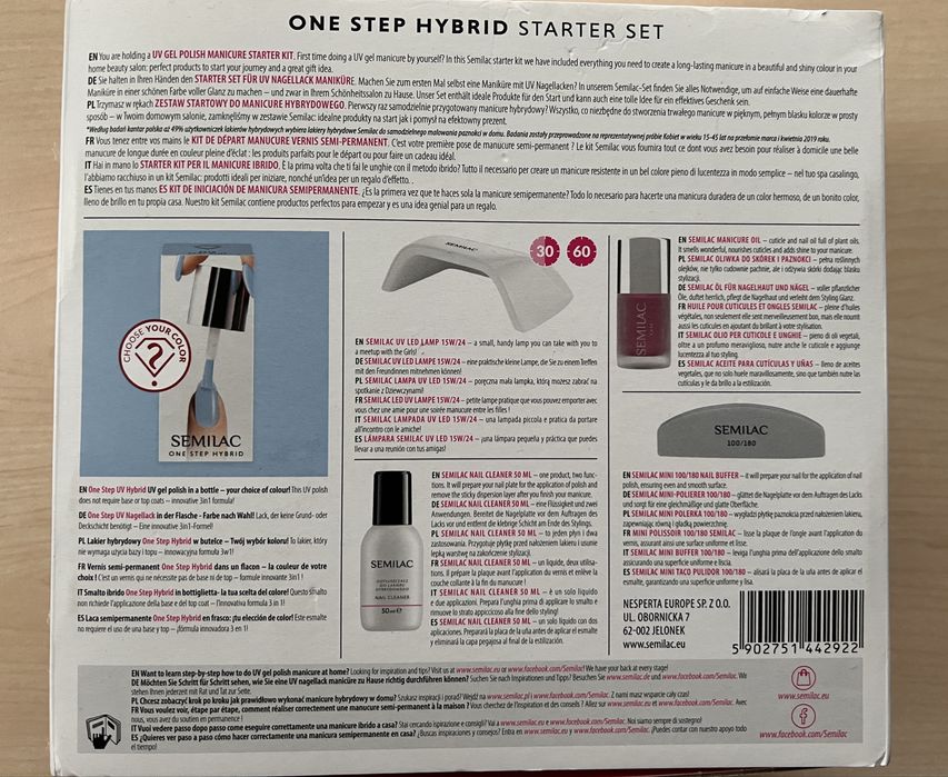 Zestaw do manicure hybrydowego Semilac One Step Hybrid z lampą UV LED!