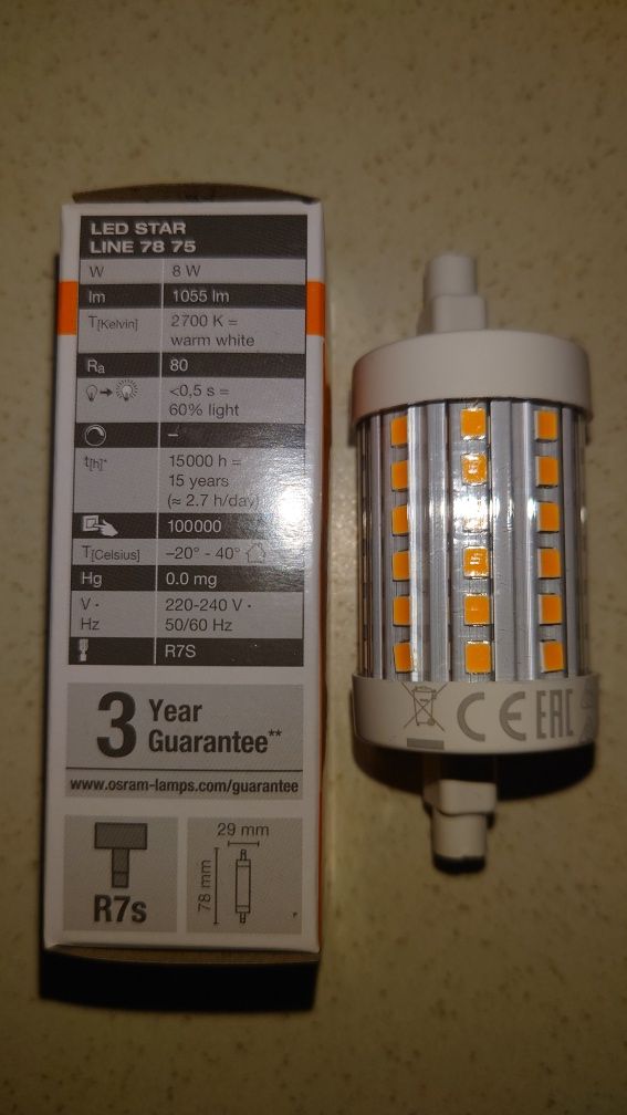 Żarówka LED R7s 78mm OSRAM 8W 1055 lm ciepła 2700K nowa