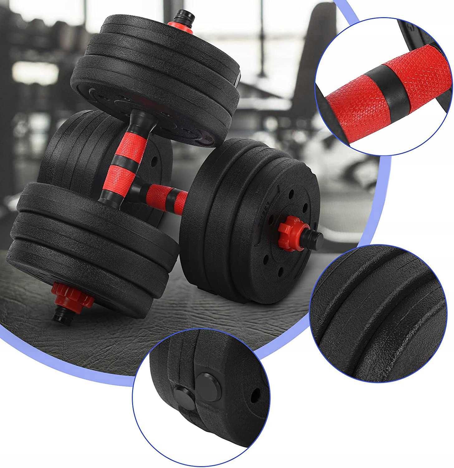 Komplet HANTLE REGULOWANE 2x10 kg Ciężary Bitumiczne + SZTANGA