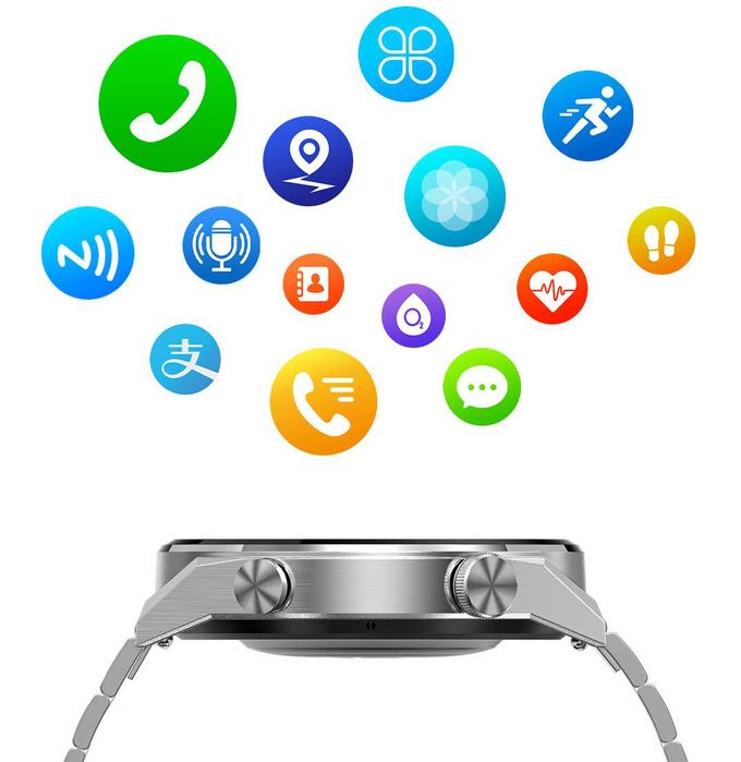 ZEGAREK SMARTWATCH MĘSKI NFC indukcja PL rozmowy 2 paski ładowarka 1A