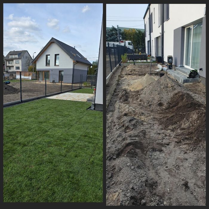 Zakładanie trawników.,Nawodnienie.Układanie kostki,wycinka, odwierty