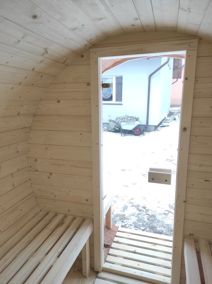 SOLIDNA Sauna Ogrodowa Beczka Fińska Świerk Skandynawski Zewnętrzna