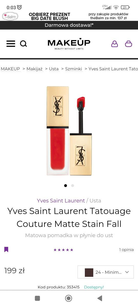 Sprzedam NOWĄ pomadkę Yves Saint Laurent