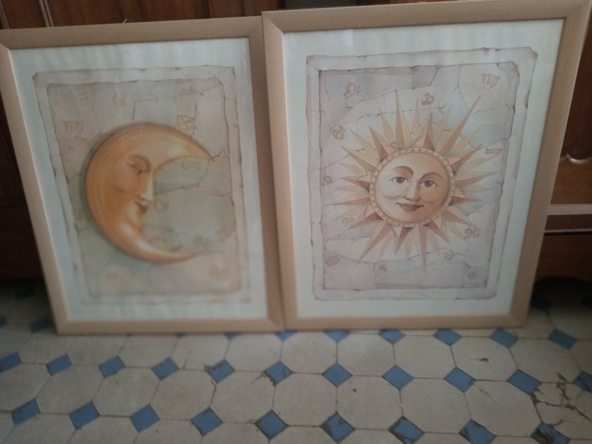 Sprzedam dwa obrazy słońce i księżyc