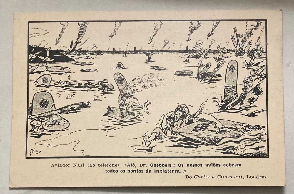 4 Postais propaganda Aliados WWII grande guerra