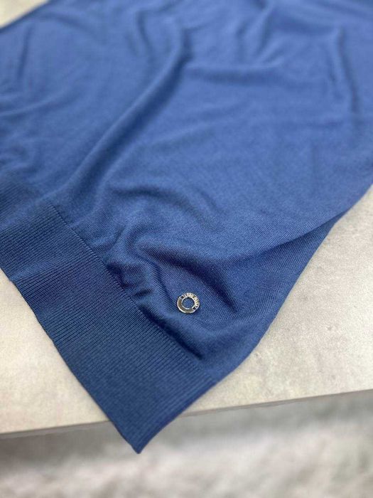 Мужская синяя футболка Loro Piana поло с вышивкой Лоро Пиана f696