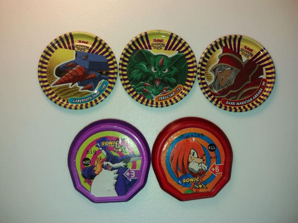 Metal tazo, Blix, dunkin. Pokemon, Shrek, Bakugan, yu gi