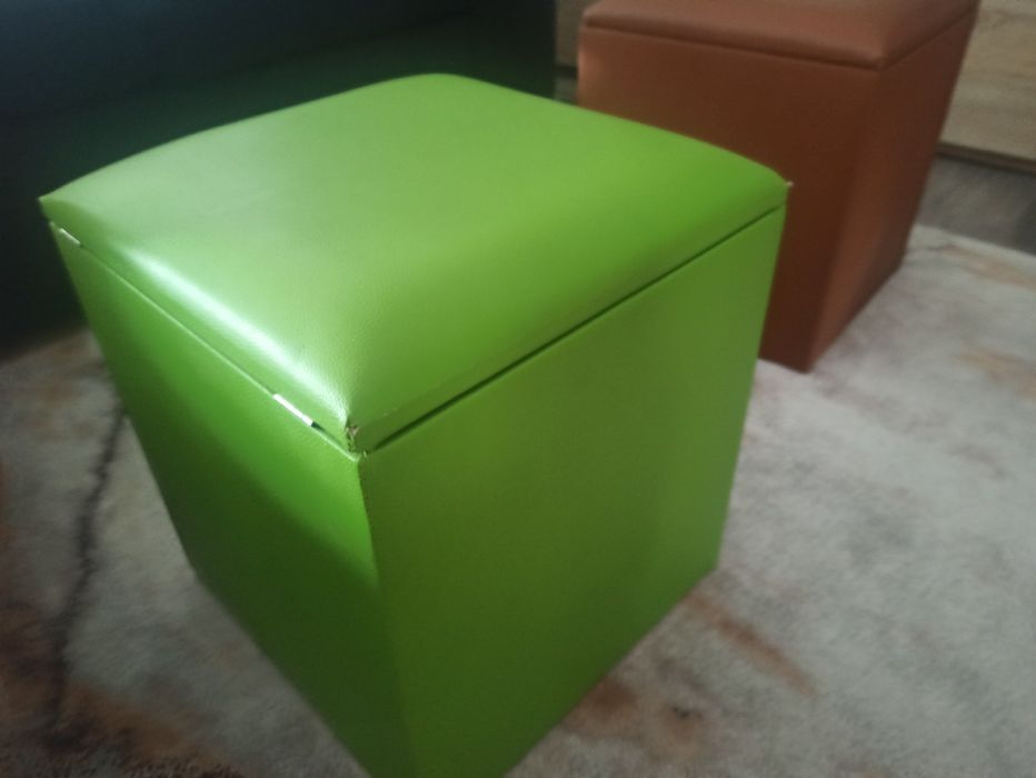 Caixa Puff verde + castanha