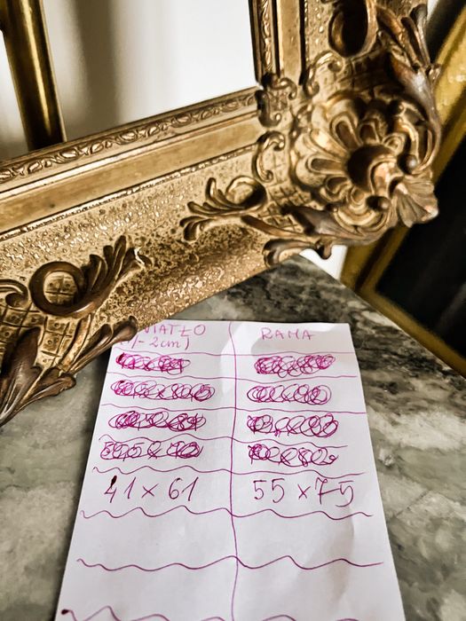 Rama do obrazu lustra obraz lustro antyk vintage drewniana złota