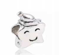 charms do pandora gwiazda gwiazdka srebrny uśmiech mina emoji