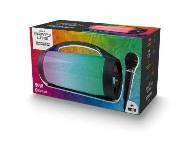 Coluna Portátil 50W com microfone Preta