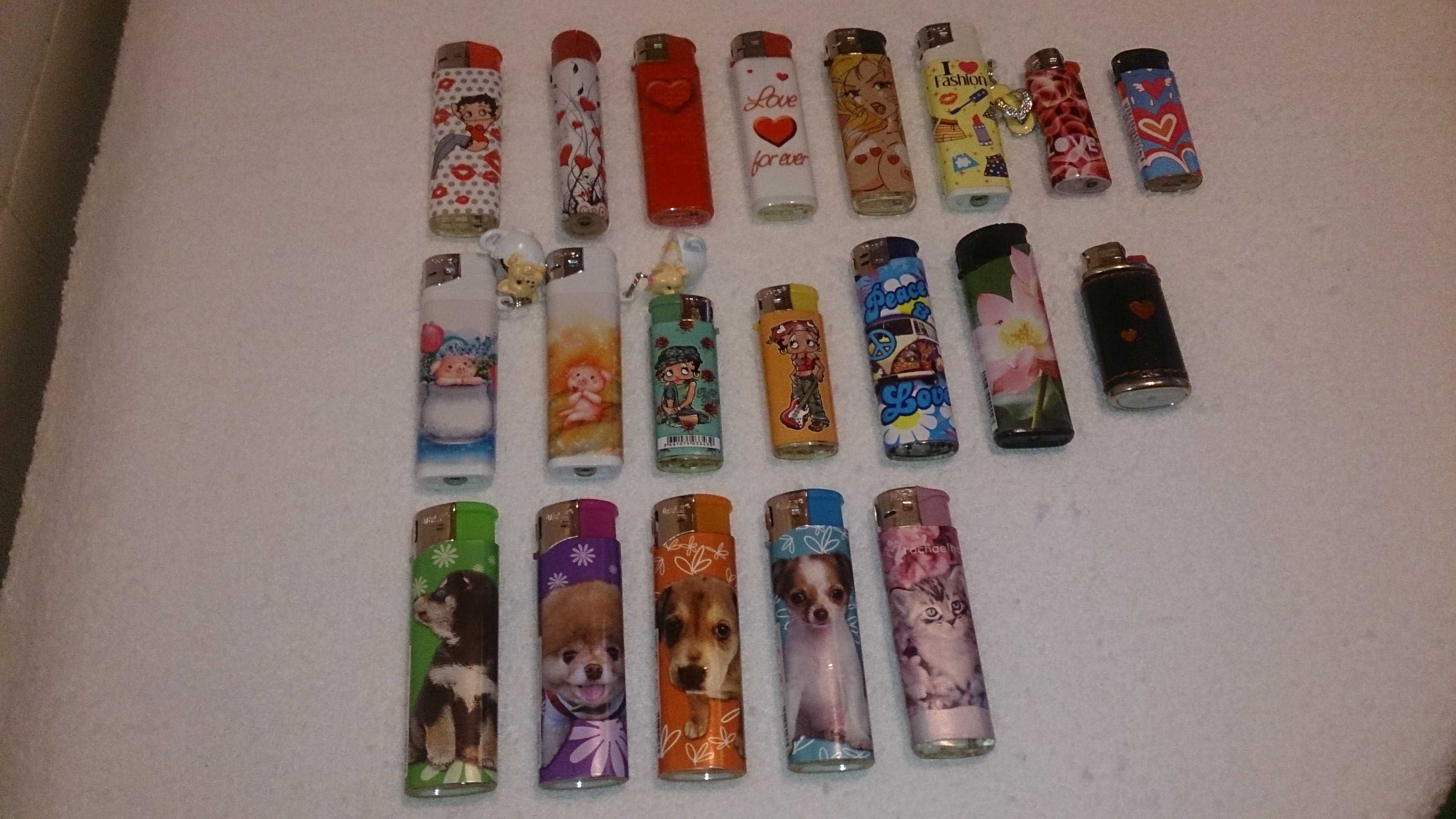 20 isqueiros (corações, flores, animais)